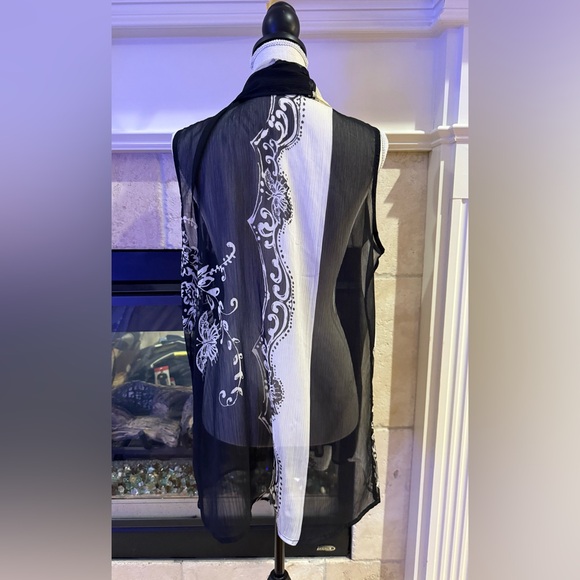 Coldwater Creek Women's One Size Cover-up Top Multicolor Black Sheer - Picture 3 of 5